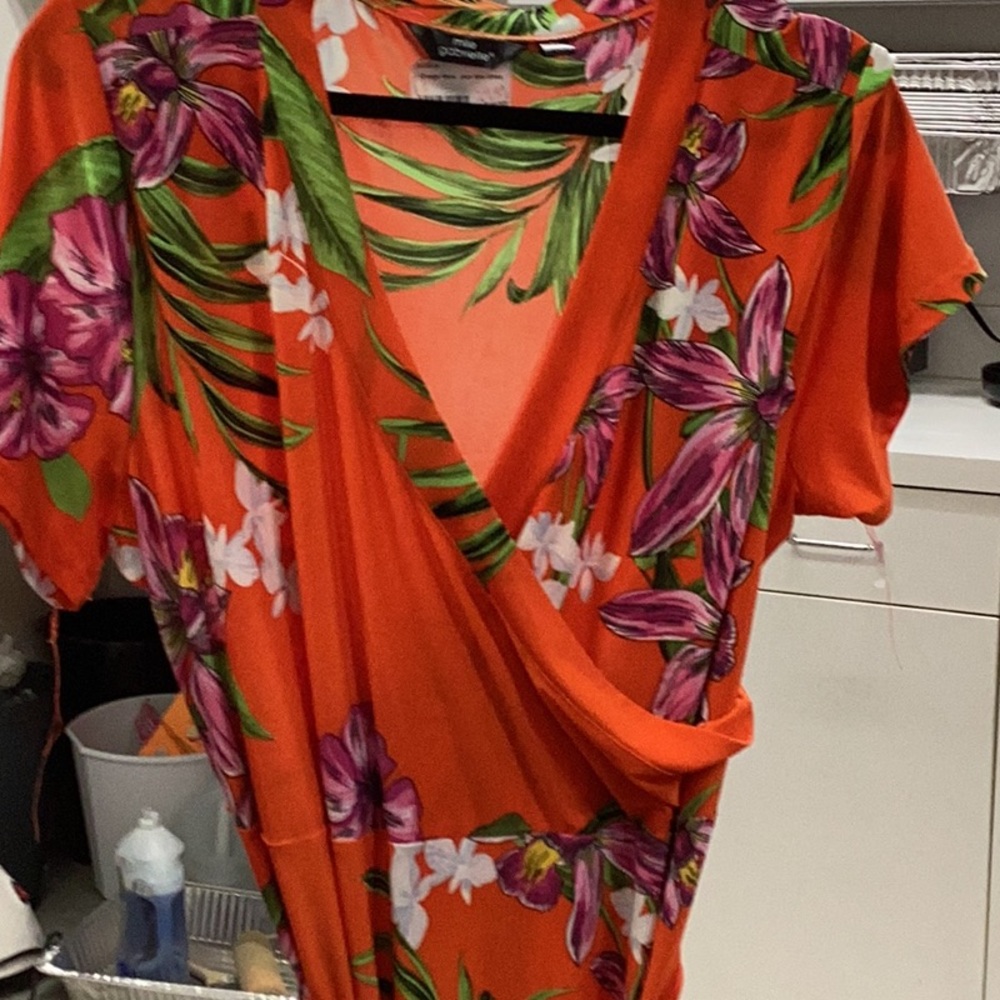 New Tropical Floral mock Wrap Dress